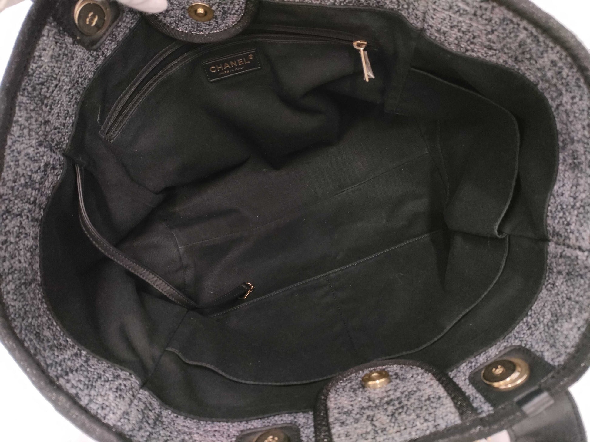CHANEL Deauville Tote Bag with Plate