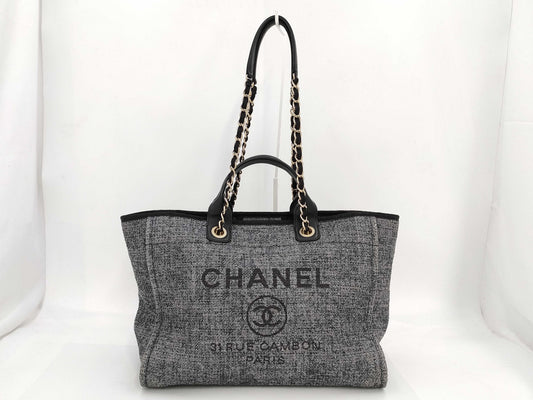 CHANEL Deauville Tote Bag with Plate