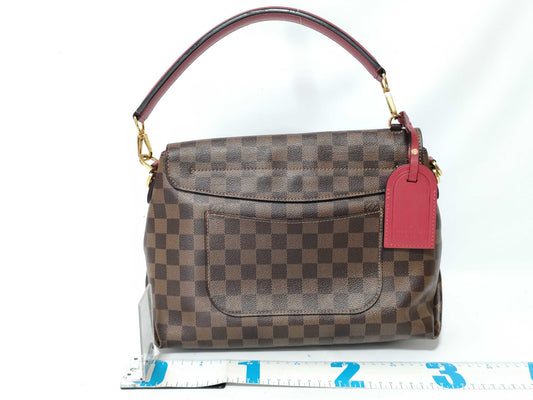 LOUIS VUITTON Damier LV Bobur Scarlet Handle Strap Name Tag Handbag