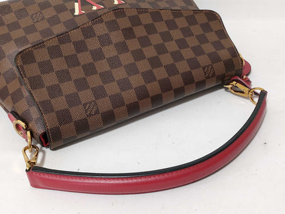 LOUIS VUITTON Damier LV Bobur Scarlet Handle Strap Name Tag Handbag