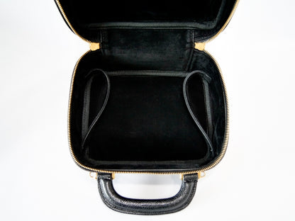 CHANEL Caviar Skin Vanity Coco Mark 2-Way Shoulder Bag Black Vanity Bag