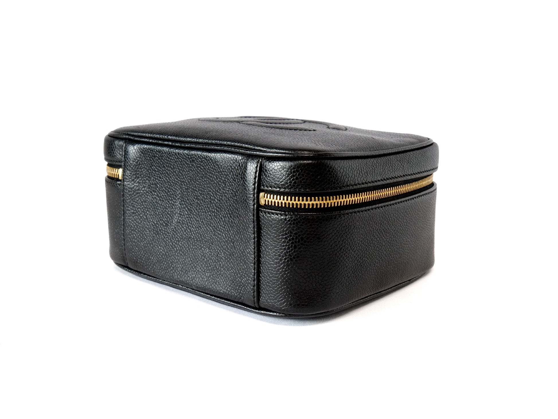 CHANEL Caviar Skin Vanity Coco Mark 2-Way Shoulder Bag Black Vanity Bag