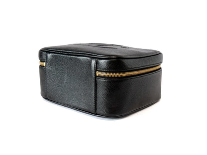 CHANEL Caviar Skin Vanity Coco Mark 2-Way Shoulder Bag Black Vanity Bag
