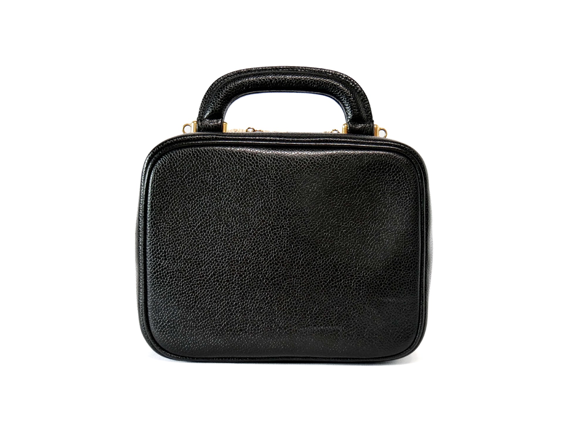 CHANEL Caviar Skin Vanity Coco Mark 2-Way Shoulder Bag Black Vanity Bag