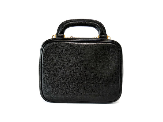 CHANEL Caviar Skin Vanity Coco Mark 2-Way Shoulder Bag Black Vanity Bag