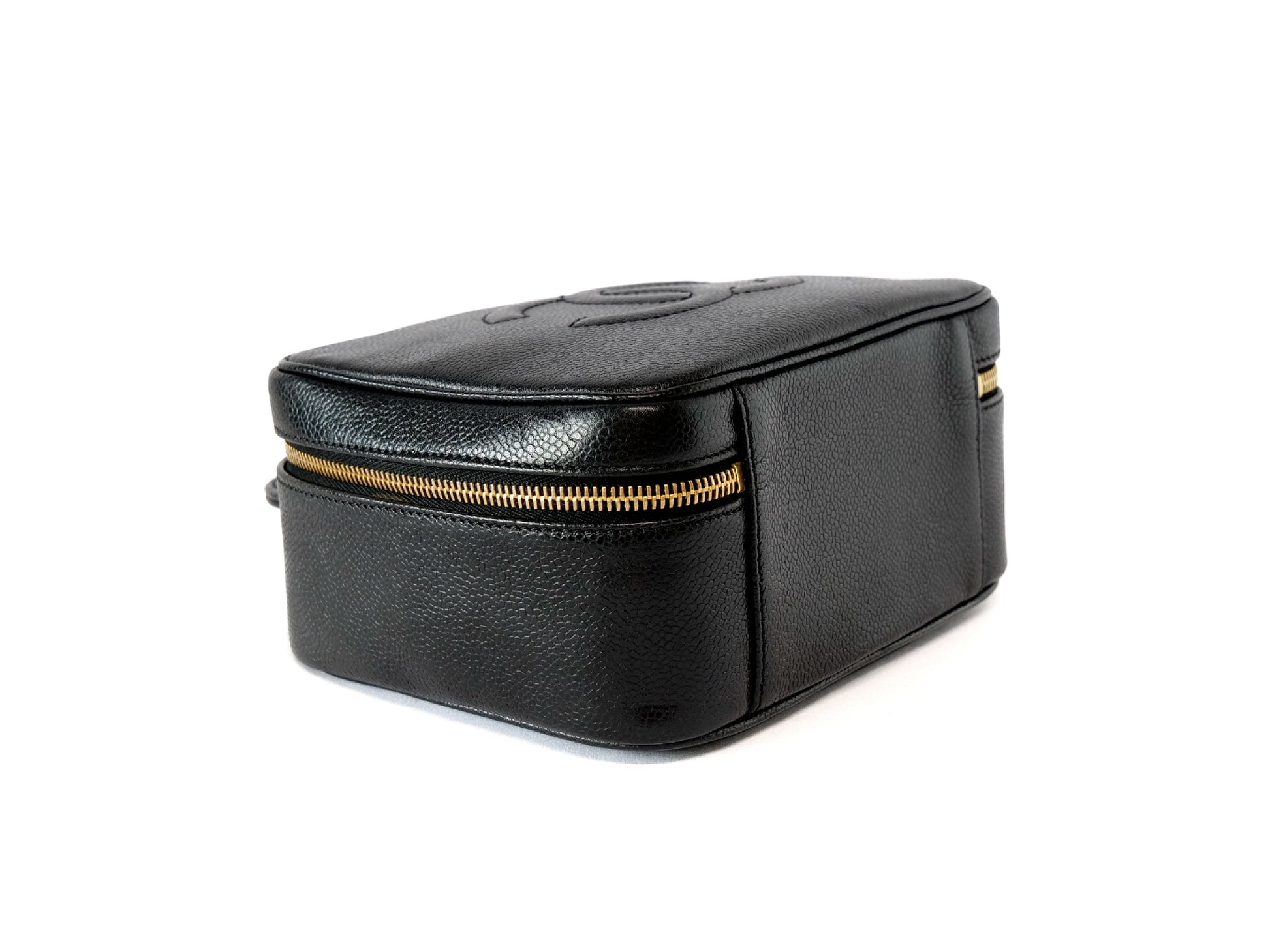 CHANEL Caviar Skin Vanity Coco Mark 2-Way Shoulder Bag Black Vanity Bag