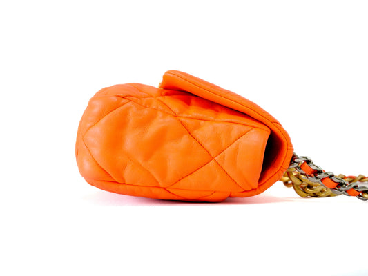 CHANEL Chanel 19 Chain Shoulder Bag Orange Serial Seal Coco Mark Shoulder Bag