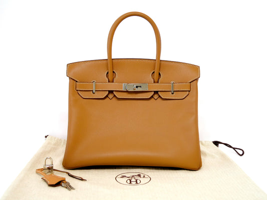 HERMES Birkin 30 Epson Handbag with K Stamp and Rain Cover