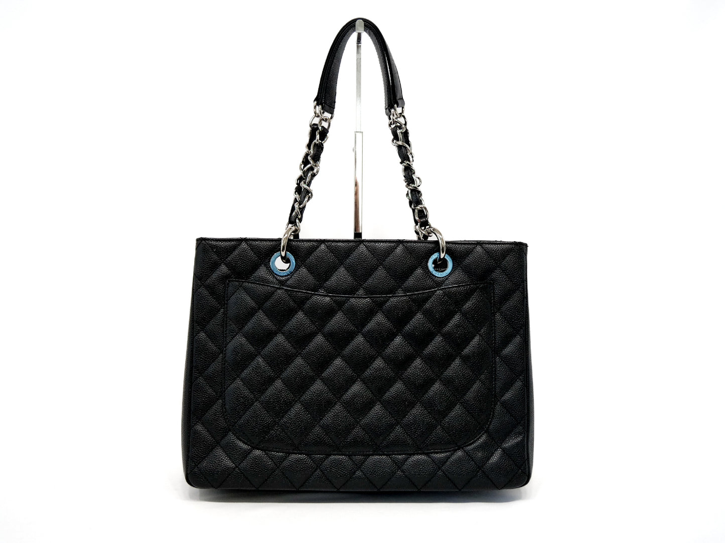 CHANEL GST Serial Silver Hardware Caviar Leather Chain Tote Bag