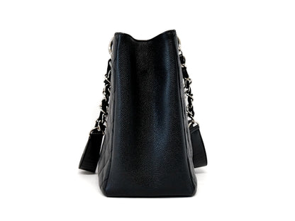 CHANEL GST Serial Silver Hardware Caviar Leather Chain Tote Bag