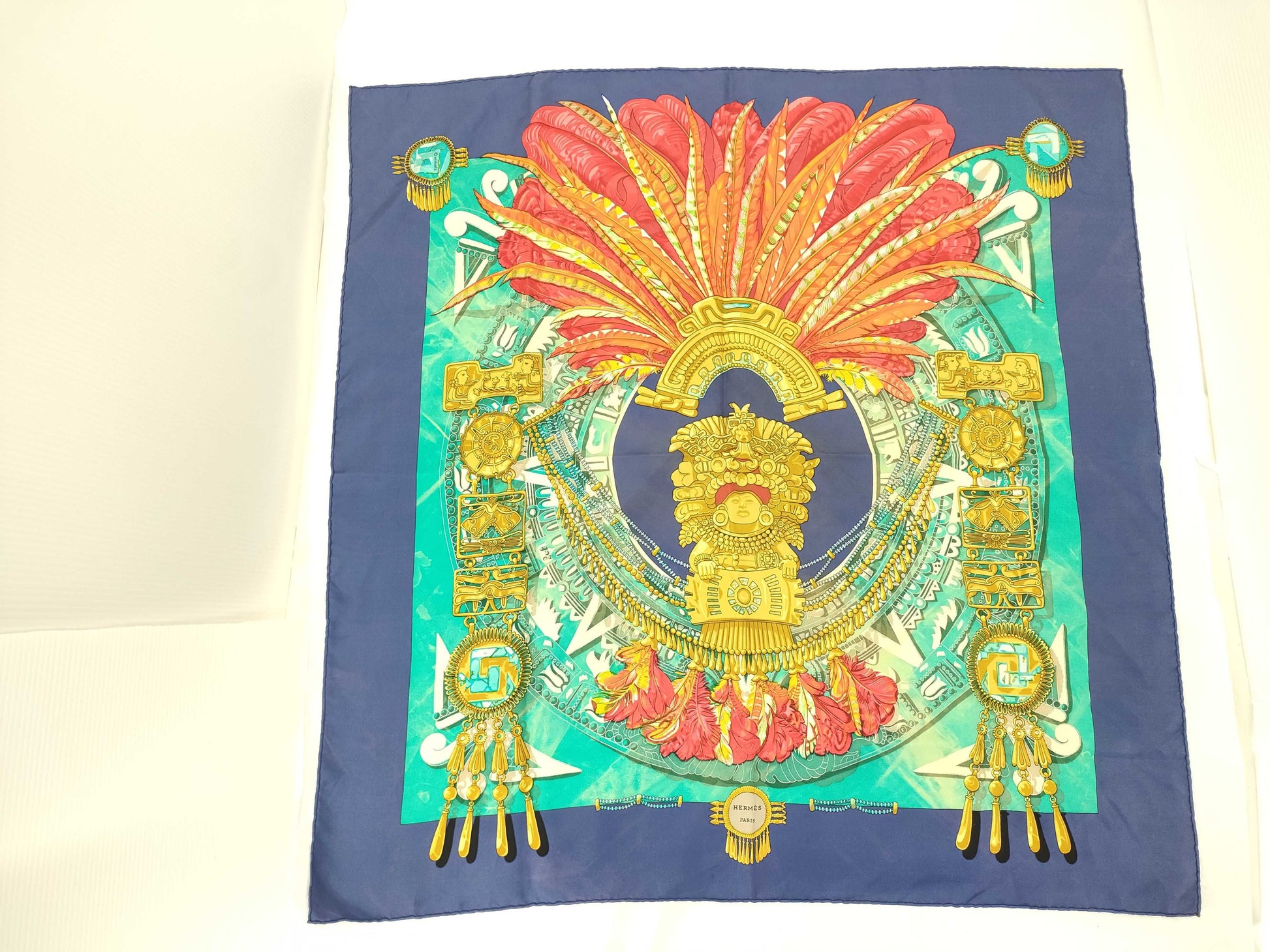 HERMES Carré HERMES Carré 90 Mexican Buddha Carnival Scarf
