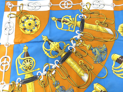 HERMES Carre HERMES Carre 90 Cliquetis Katikachi Sword Pattern Scarf