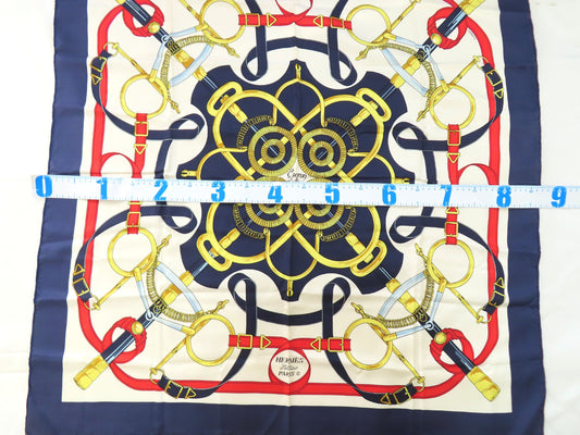 HERMES HERMES Carré 90 Eperon dor Golden Spur ③ Scarf