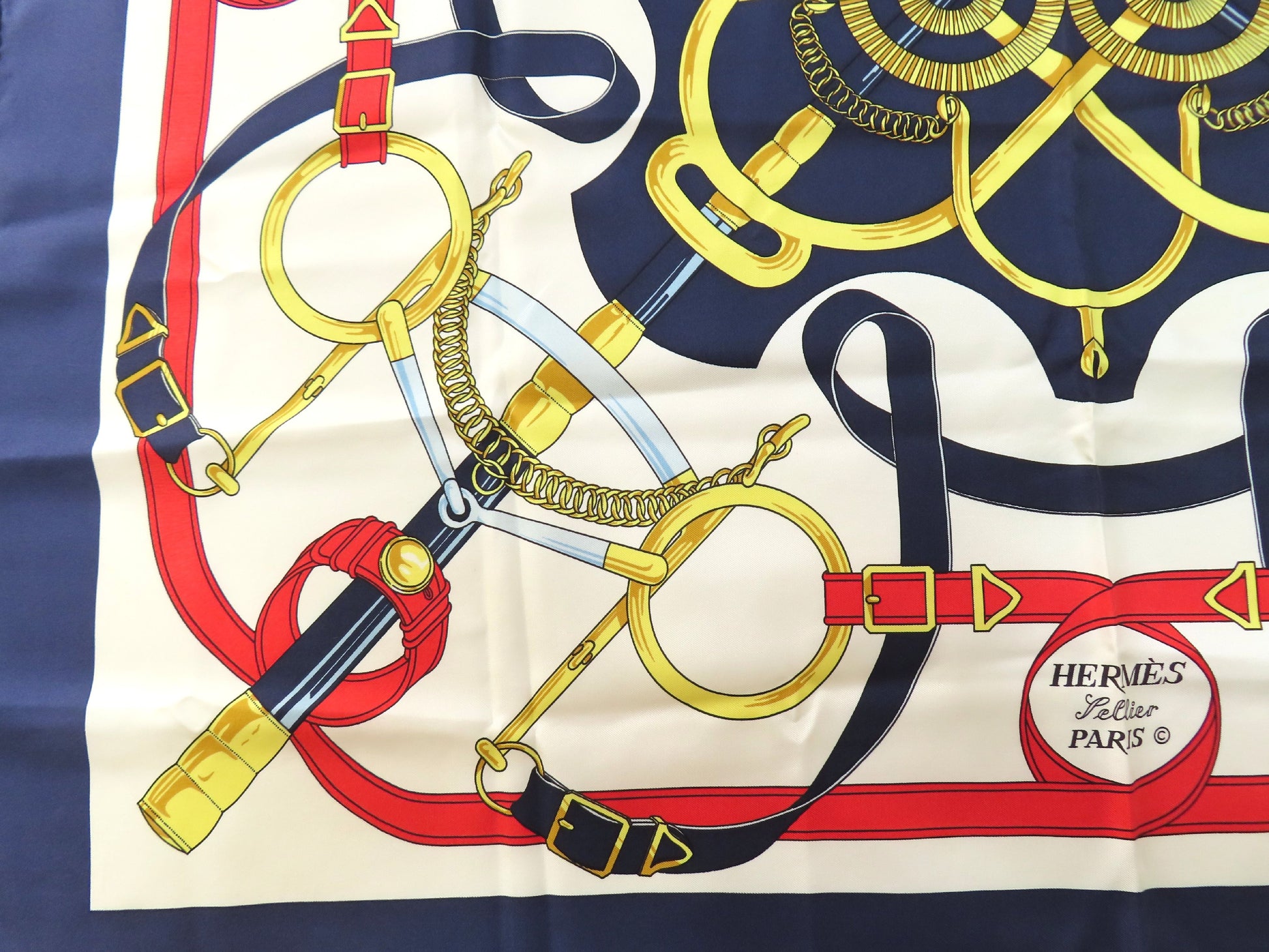 HERMES HERMES Carré 90 Eperon dor Golden Spur ③ Scarf