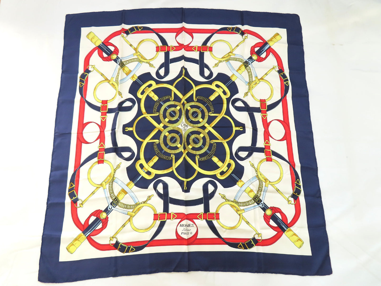 HERMES HERMES Carré 90 Eperon dor Golden Spur ③ Scarf
