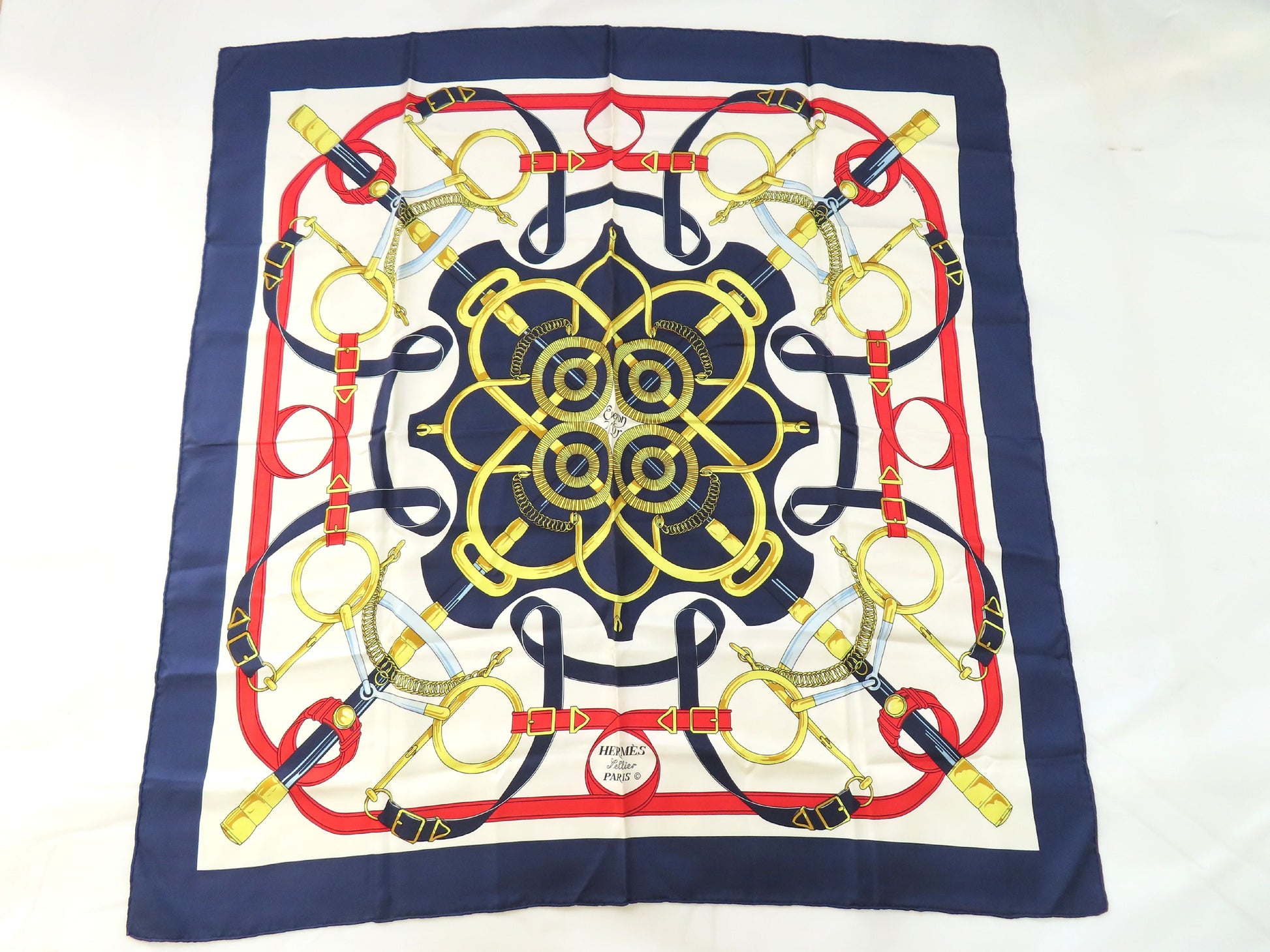 HERMES HERMES Carré 90 Eperon dor Golden Spur ③ Scarf