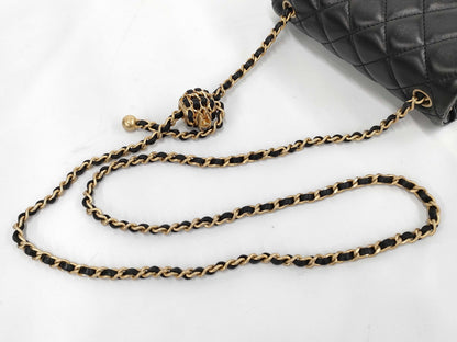 CHANEL CHANEL Mini Matelasse Lamb Chain Black Shoulder Bag