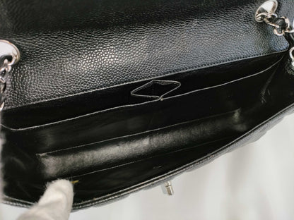 CHANEL CHANEL Double Fumatelasse Caviar Leather Chain Shoulder Bag