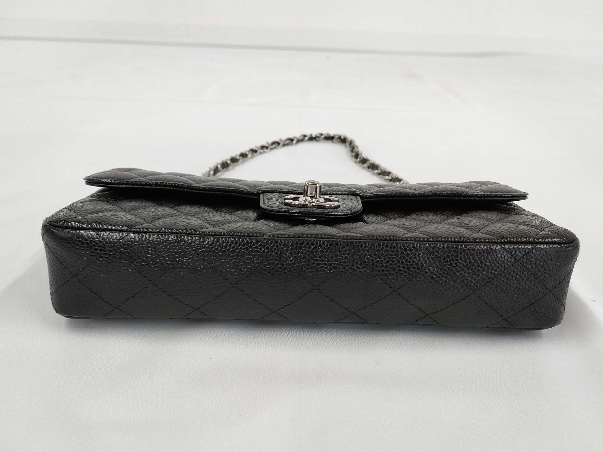 CHANEL CHANEL Double Fumatelasse Caviar Leather Chain Shoulder Bag