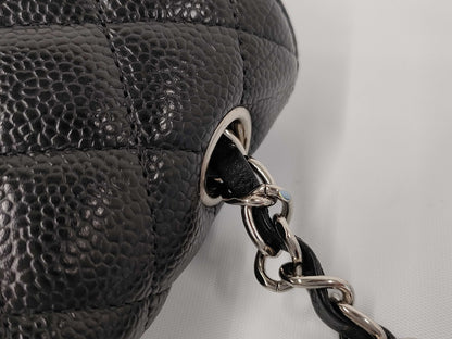CHANEL CHANEL Double Fumatelasse Caviar Leather Chain Shoulder Bag