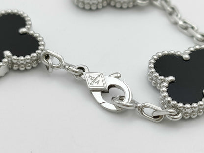 Van Cleef & Arpels Vintage Alhambra 5-Piece Onyx Bracelet in White Gold and AU750, 11.1g