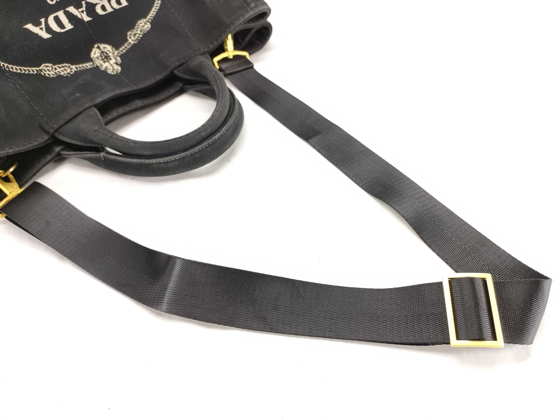 PRADA PRADA Canapa 2-way shoulder bag, black tote bag
