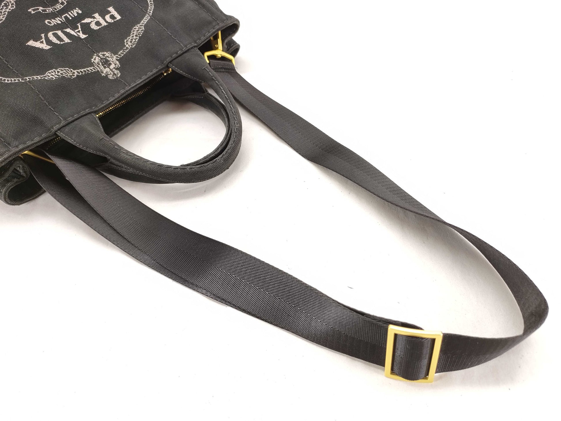 PRADA PRADA Canapa 2-way shoulder bag, black tote bag