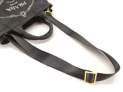 PRADA PRADA Canapa 2-way shoulder bag, black tote bag
