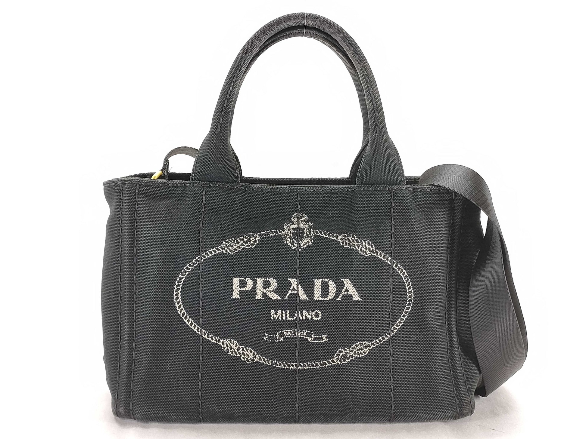 PRADA PRADA Canapa 2-way shoulder bag, black tote bag