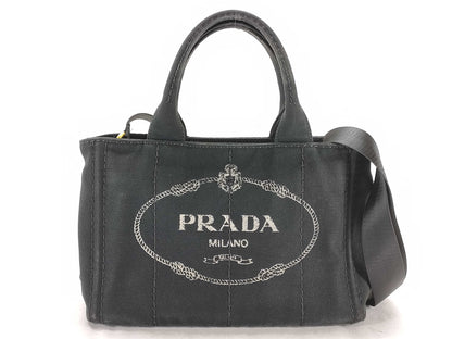 PRADA PRADA Canapa 2-way shoulder bag, black tote bag