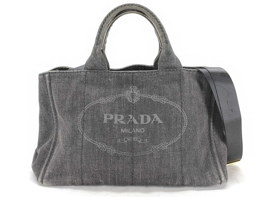 PRADA PRADA Canapa 2-way shoulder bag, gray tote bag