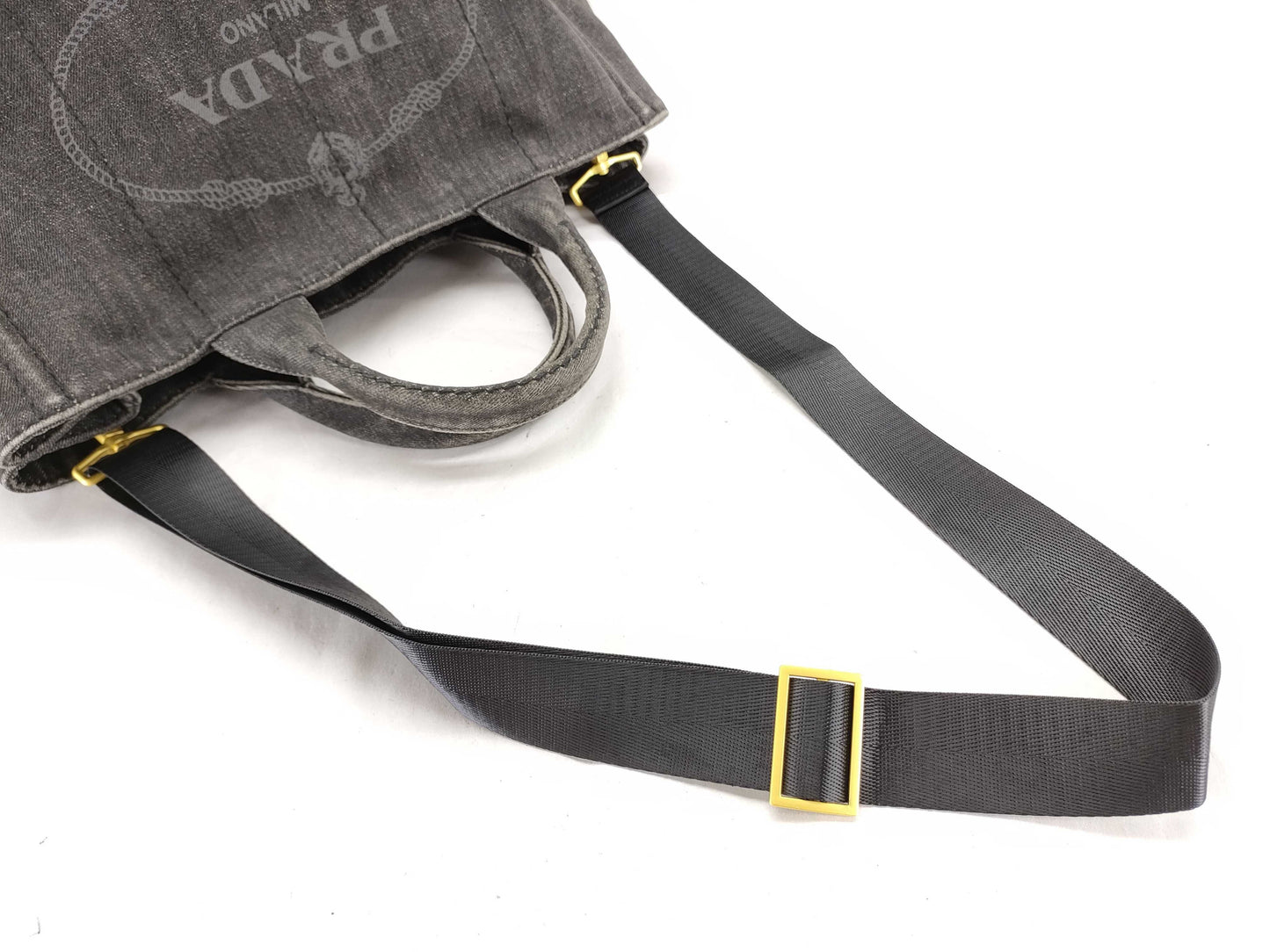 PRADA PRADA Canapa 2-way shoulder bag, gray tote bag