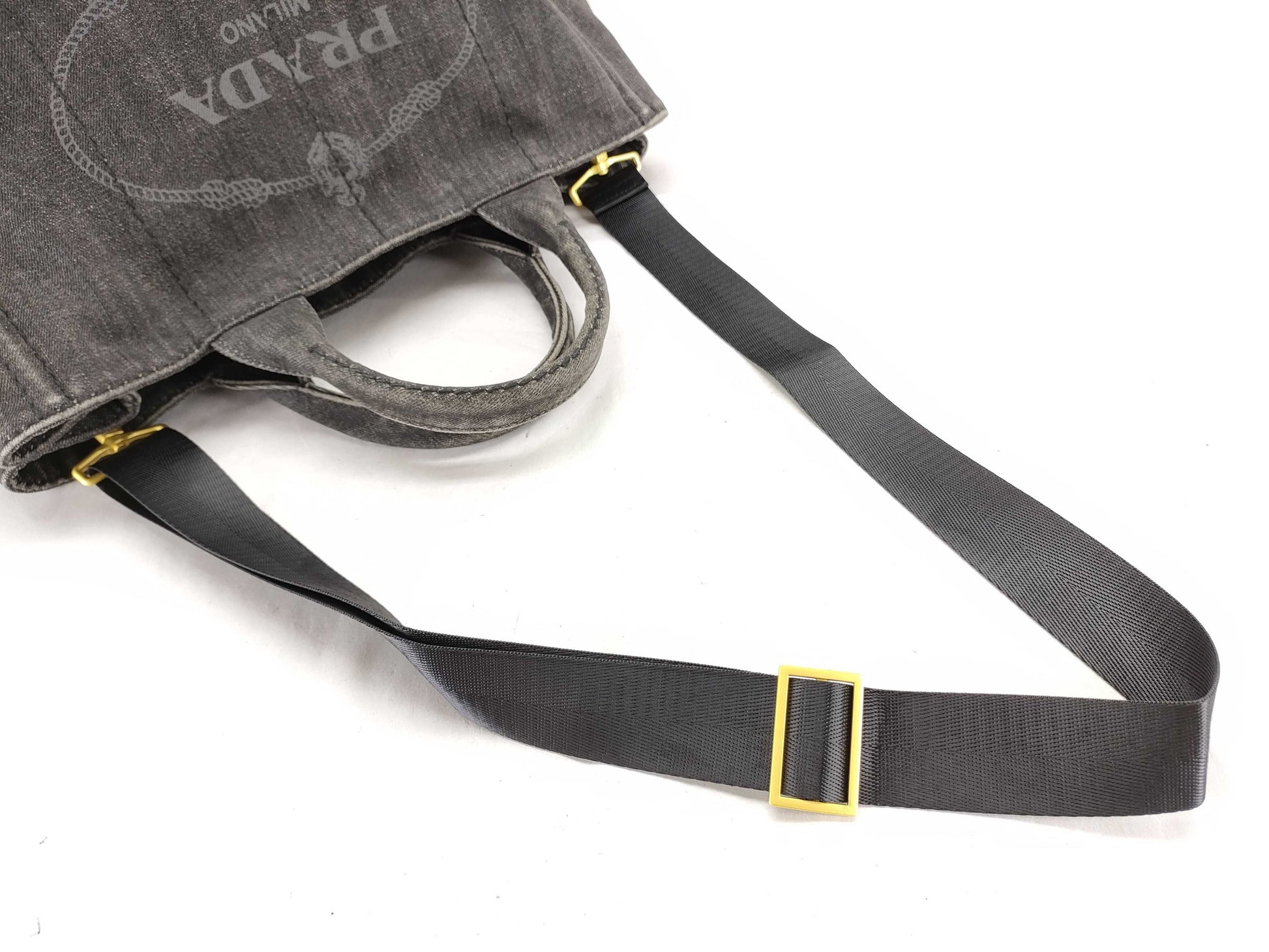 PRADA PRADA Canapa 2-way shoulder bag, gray tote bag