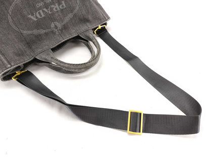 PRADA PRADA Canapa 2-way shoulder bag, gray tote bag