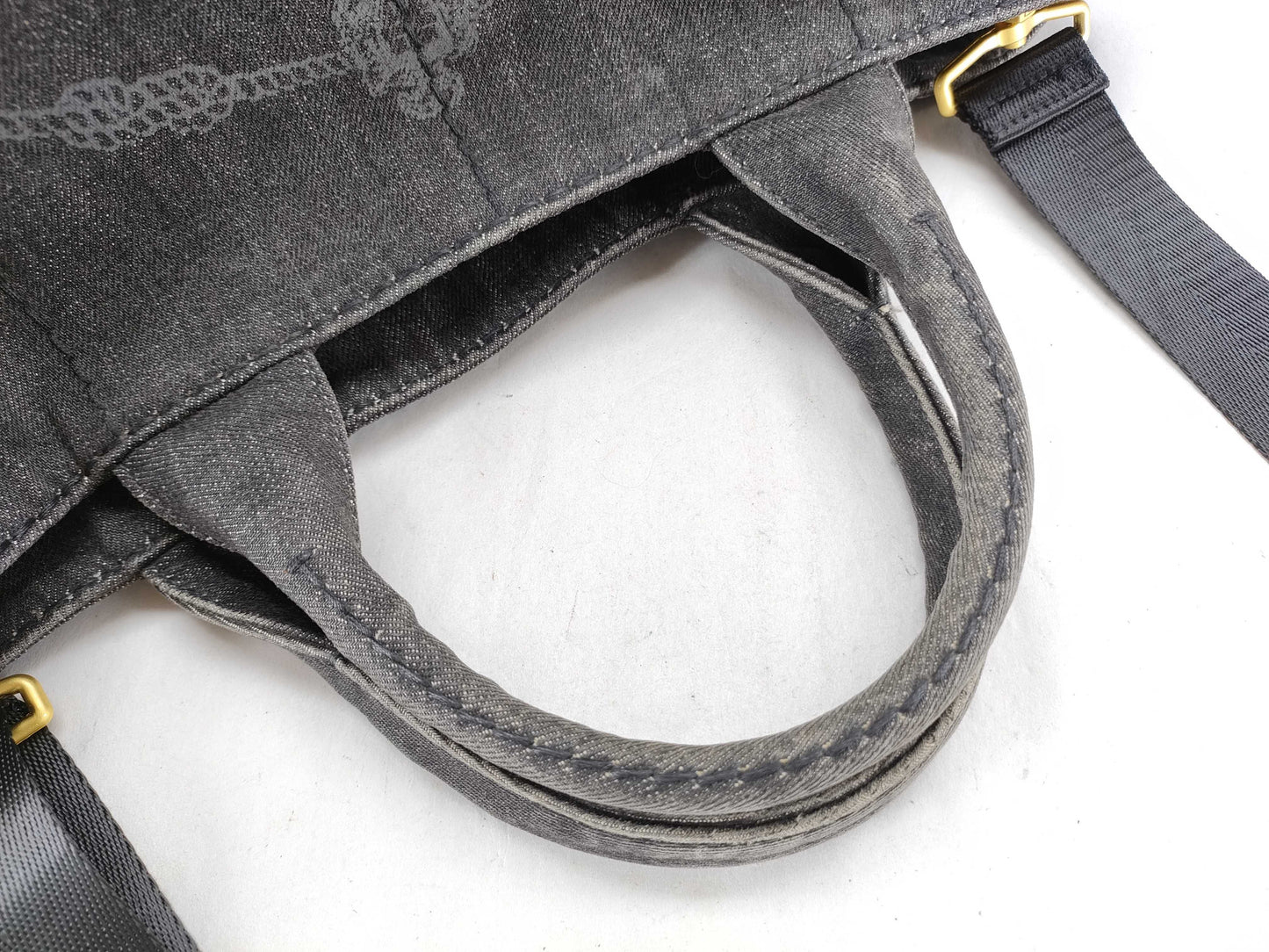 PRADA PRADA Canapa 2-way shoulder bag, gray tote bag