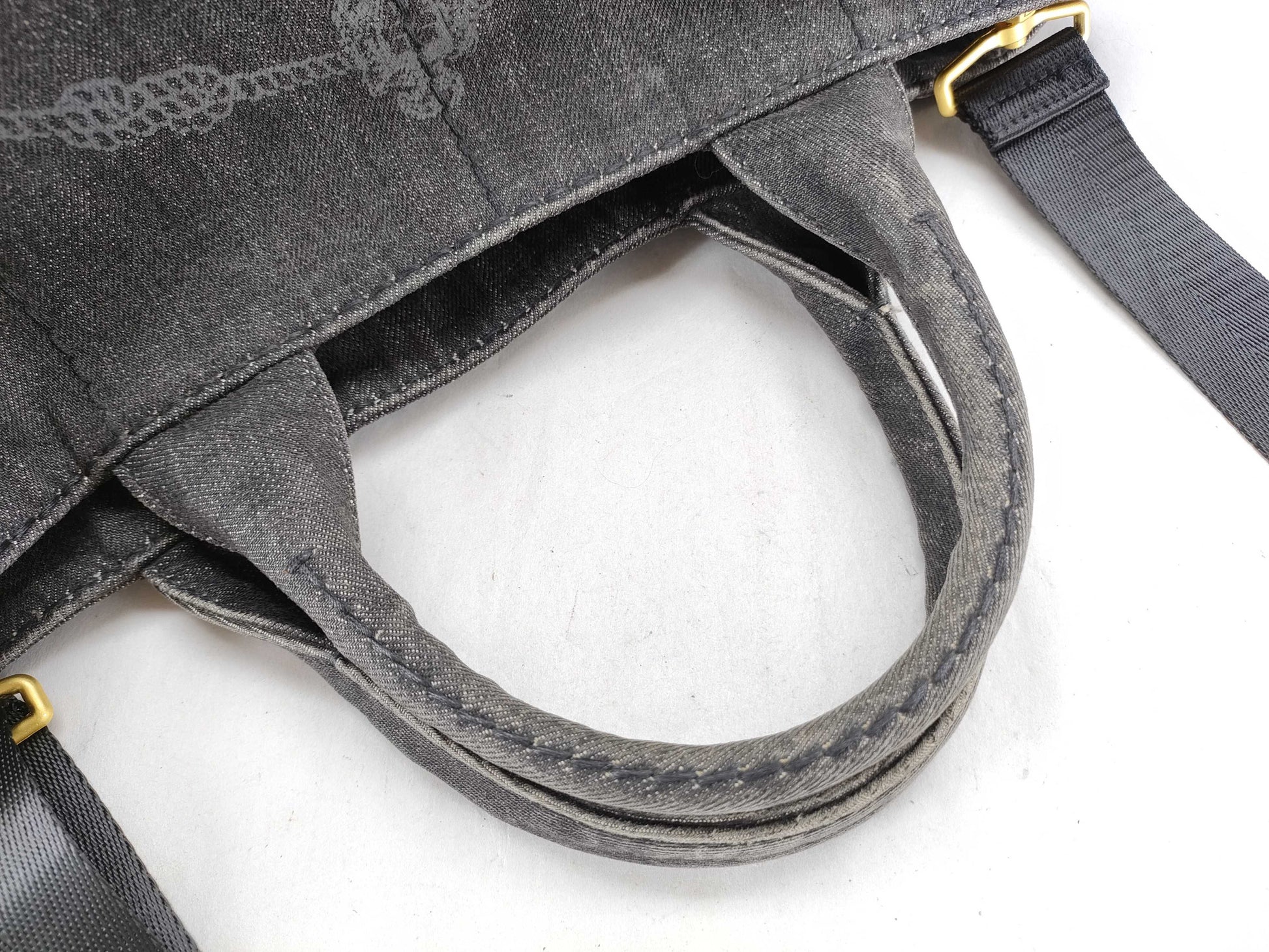 PRADA PRADA Canapa 2-way shoulder bag, gray tote bag