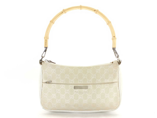 GUCCI Bamboo Gucci Bamboo GG Canvas Handbag