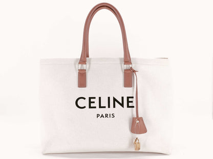 CELINE Horizontal Cabas Canvas Tote Bag with Key