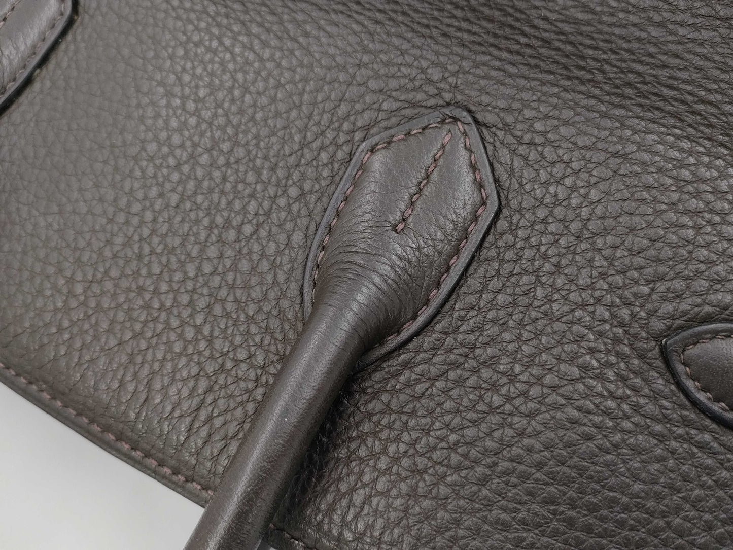 HERMES Birkin 35 Taurillon Clemence Leather Handbag with □I Stamp and Silver Hardware, Brown Tote Bag