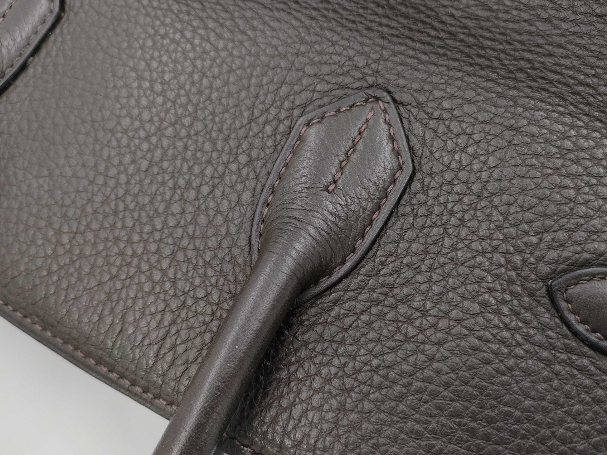 HERMES Birkin 35 Taurillon Clemence Leather Handbag with □I Stamp and Silver Hardware, Brown Tote Bag