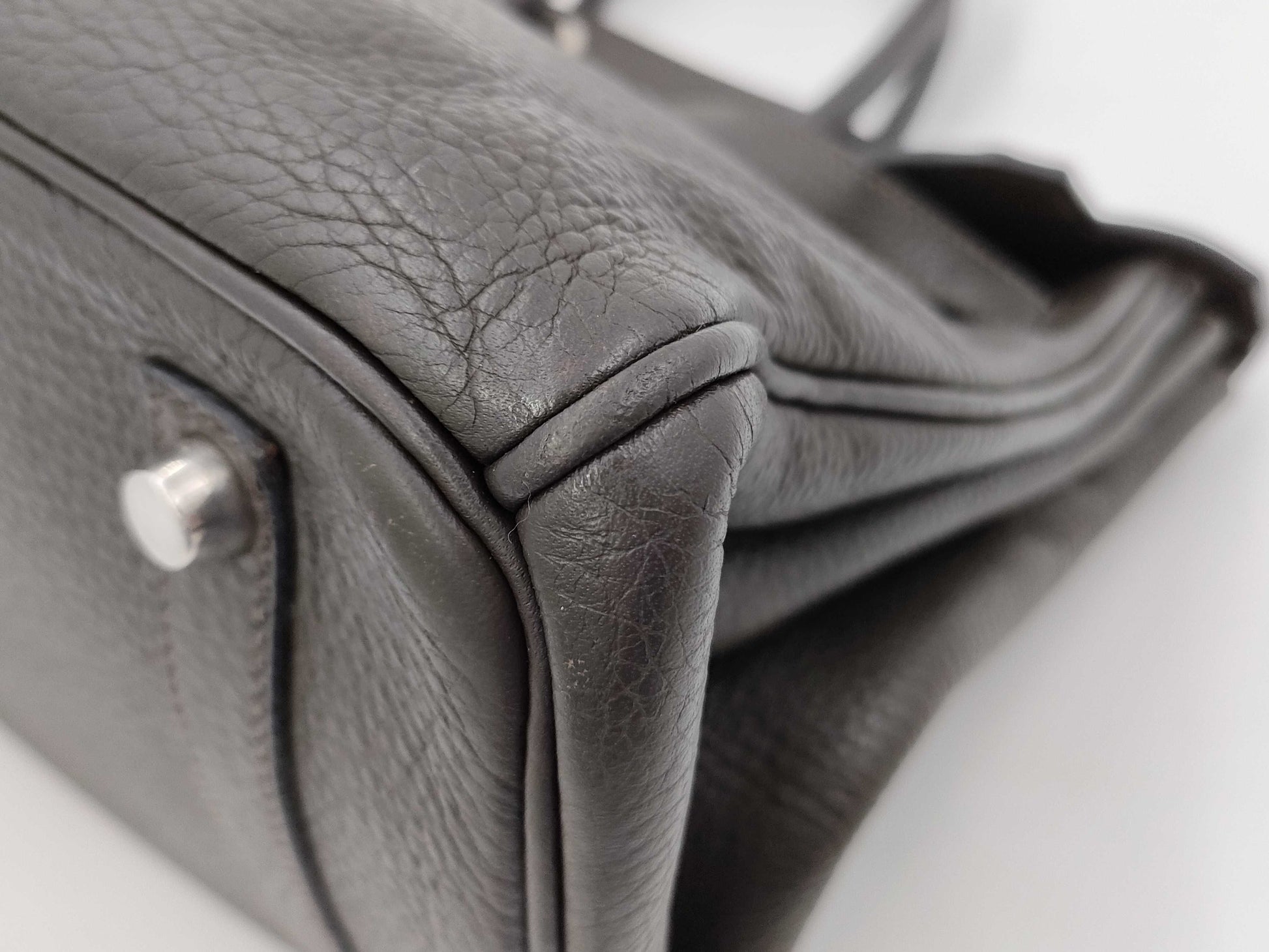 HERMES Birkin 35 Taurillon Clemence Leather Handbag with □I Stamp and Silver Hardware, Brown Tote Bag