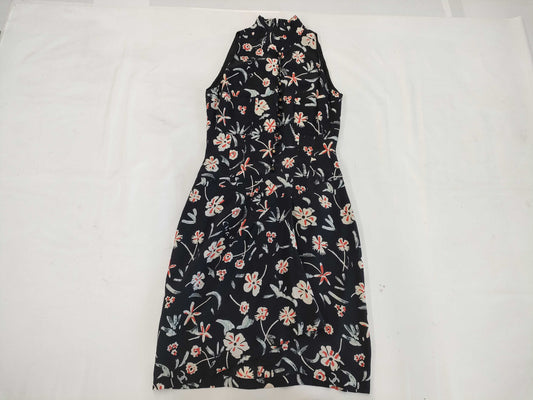CHANEL CHANEL Floral Print Sleeveless Dress Silk Coco Mark Black Size 34 Dress