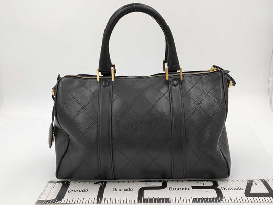 CHANEL Bicolor Coco Mark 2-Way Leather Boston Bag Handbag
