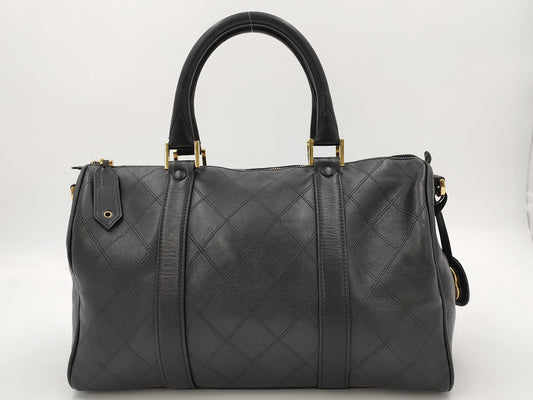 CHANEL Bicolor Coco Mark 2-Way Leather Boston Bag Handbag