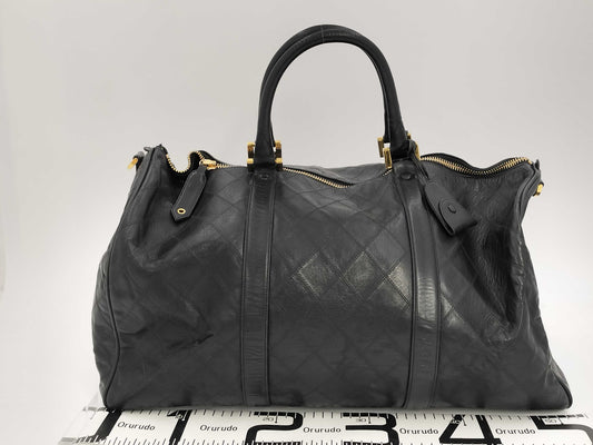 CHANEL Bicolor Coco Mark 2-way Leather Shoulder Bag/Boston Bag