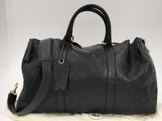 CHANEL Bicolor Coco Mark 2-way Leather Shoulder Bag/Boston Bag