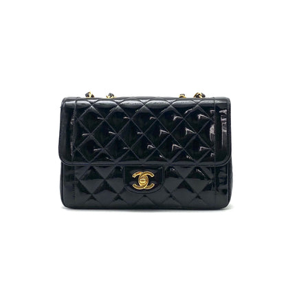 CHANEL CHANEL Matelasse Turnlock Coco Mark Diana Flap Patent Leather Chain Hand Shoulder Bag