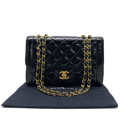 CHANEL CHANEL Matelasse Turnlock Coco Mark Diana Flap Patent Leather Chain Hand Shoulder Bag