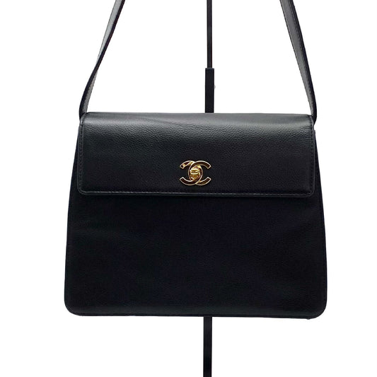 CHANEL CHANEL Turnlock Coco Mark Caviar Skin One Shoulder Bag