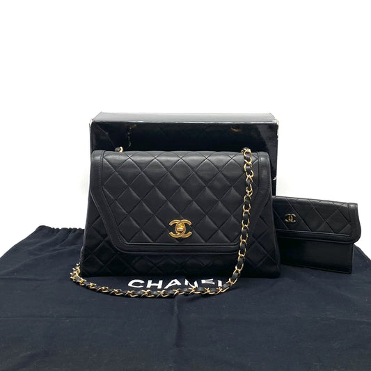 CHANEL Matelasse Turnlock Coco Mark Lambskin Chain Hand Shoulder Bag with Pouch